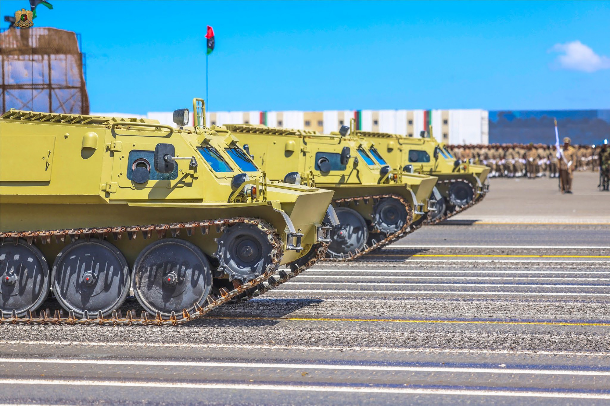 33GT-34039B all-terrain tracked armoured carriers in the parade held at the new Military City south of Benghazi on 26 May 2025