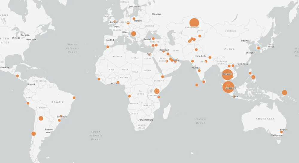 Global map of new BRI projects and investments