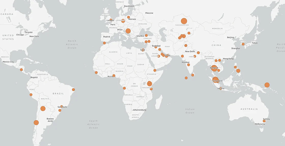 Global map of new BRI projects and investments