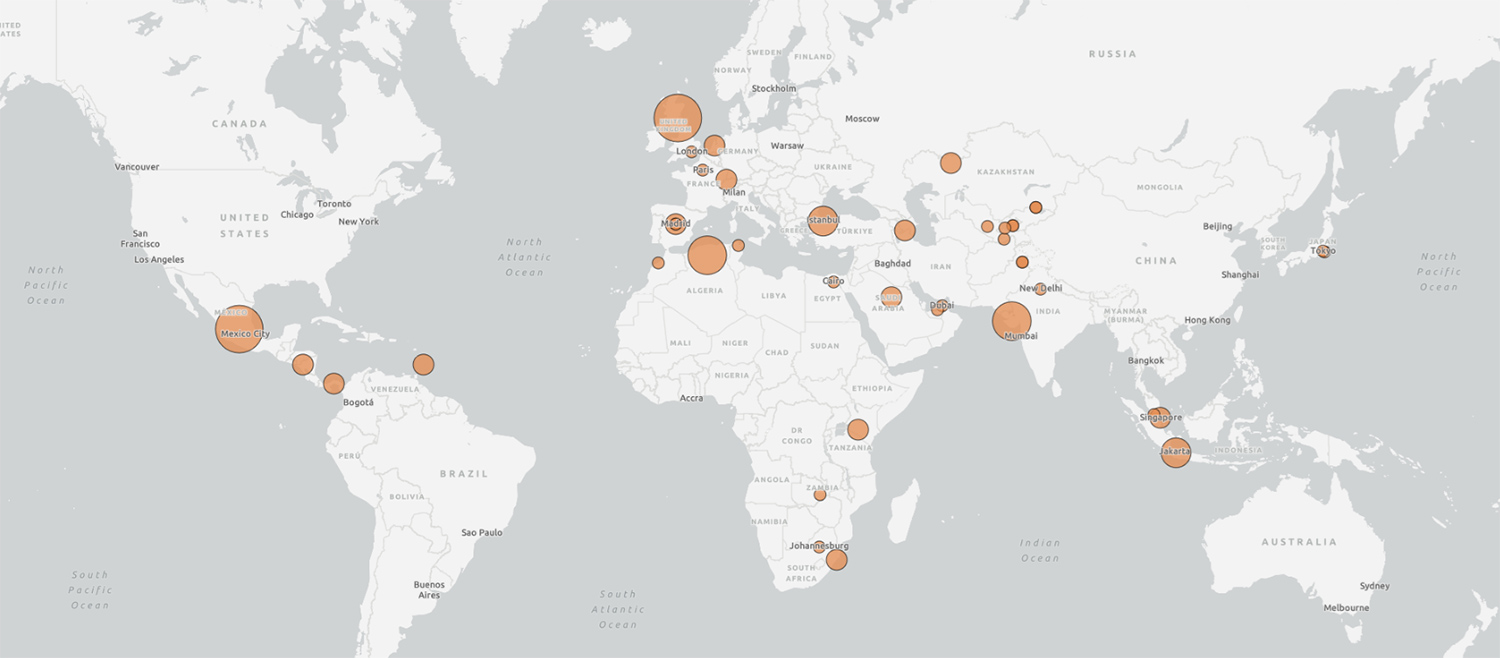 Global map of new BRI projects and investments
