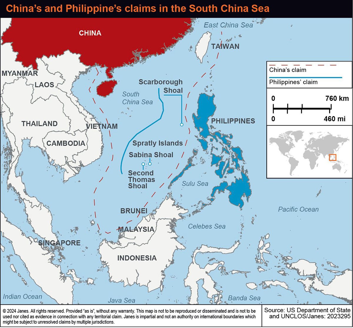 China's and Philippine's claims in the South China Sea