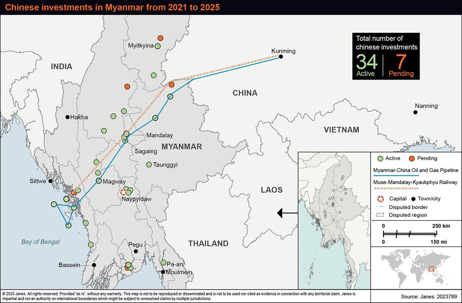 Chinese investments in Myanmar from 2021 to 2025