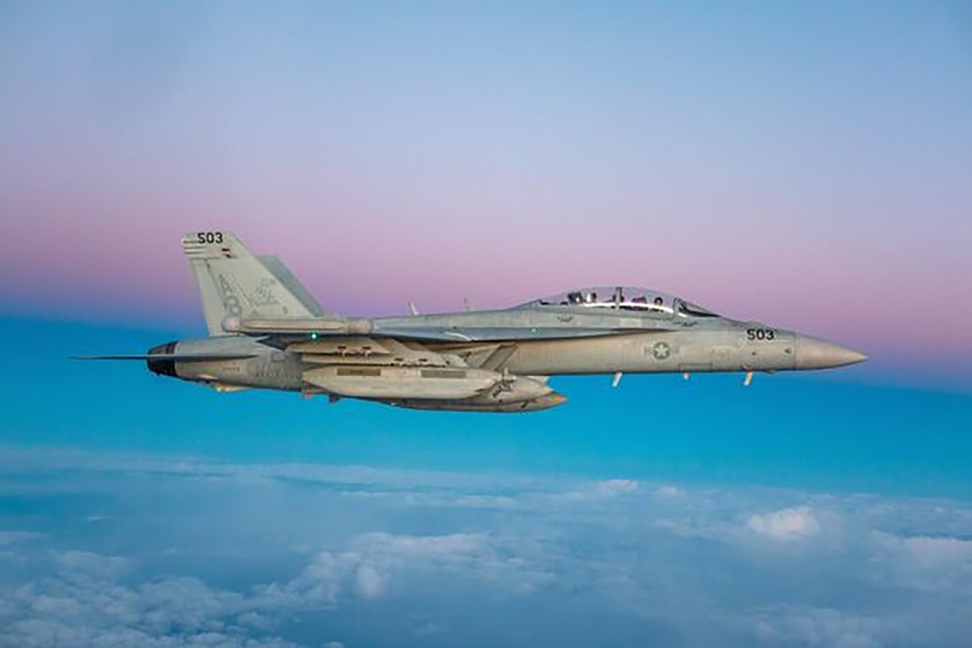 EA-18G Growler flies over the Aegean Sea