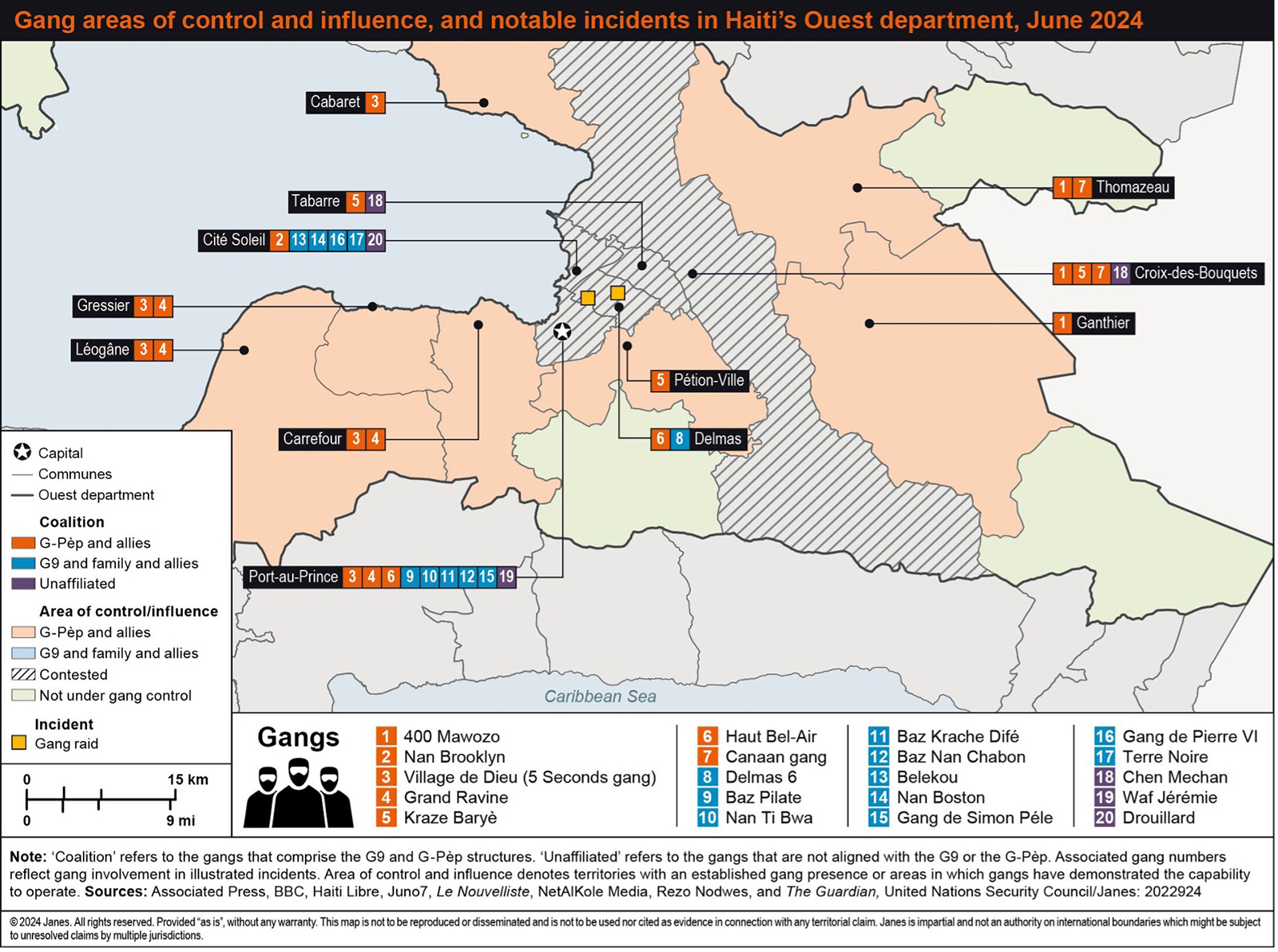 Gang areas of control and influence