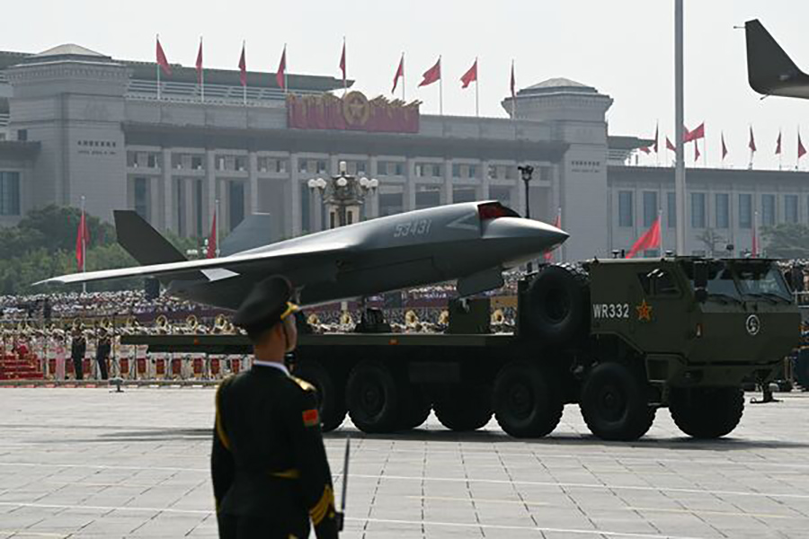 Photograph of Loyal Wingman UAV CCA 1 seen at military parade