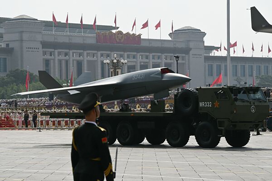 Photograph of Loyal Wingman UAV CCA 1 seen at military parade