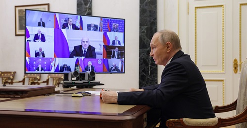 Photograph of Russian President Vladimir Putin addressing members of the Security Council 21st Nov 2025