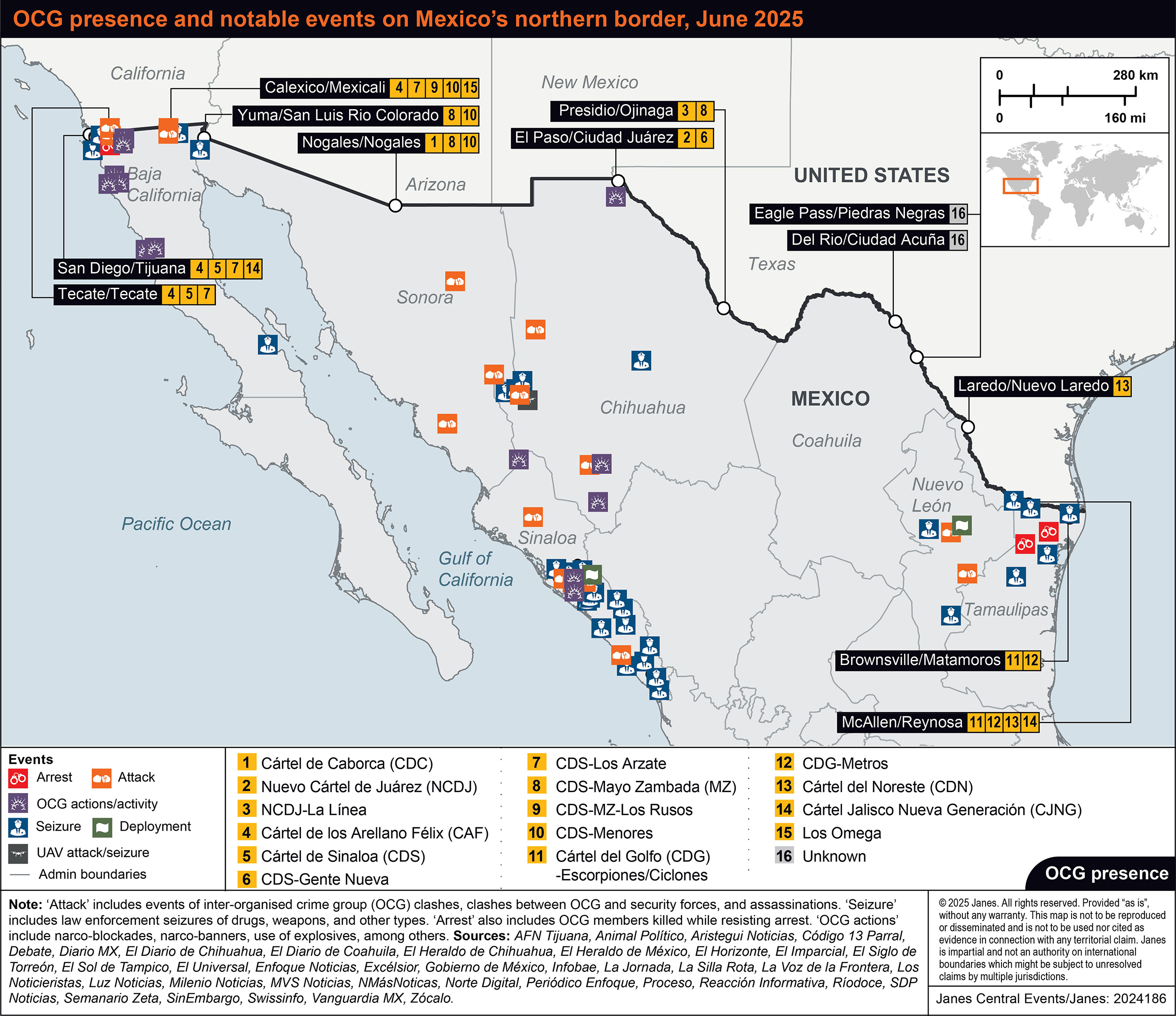 Presence and activities of OCGs US-Mexico border security report June 2025