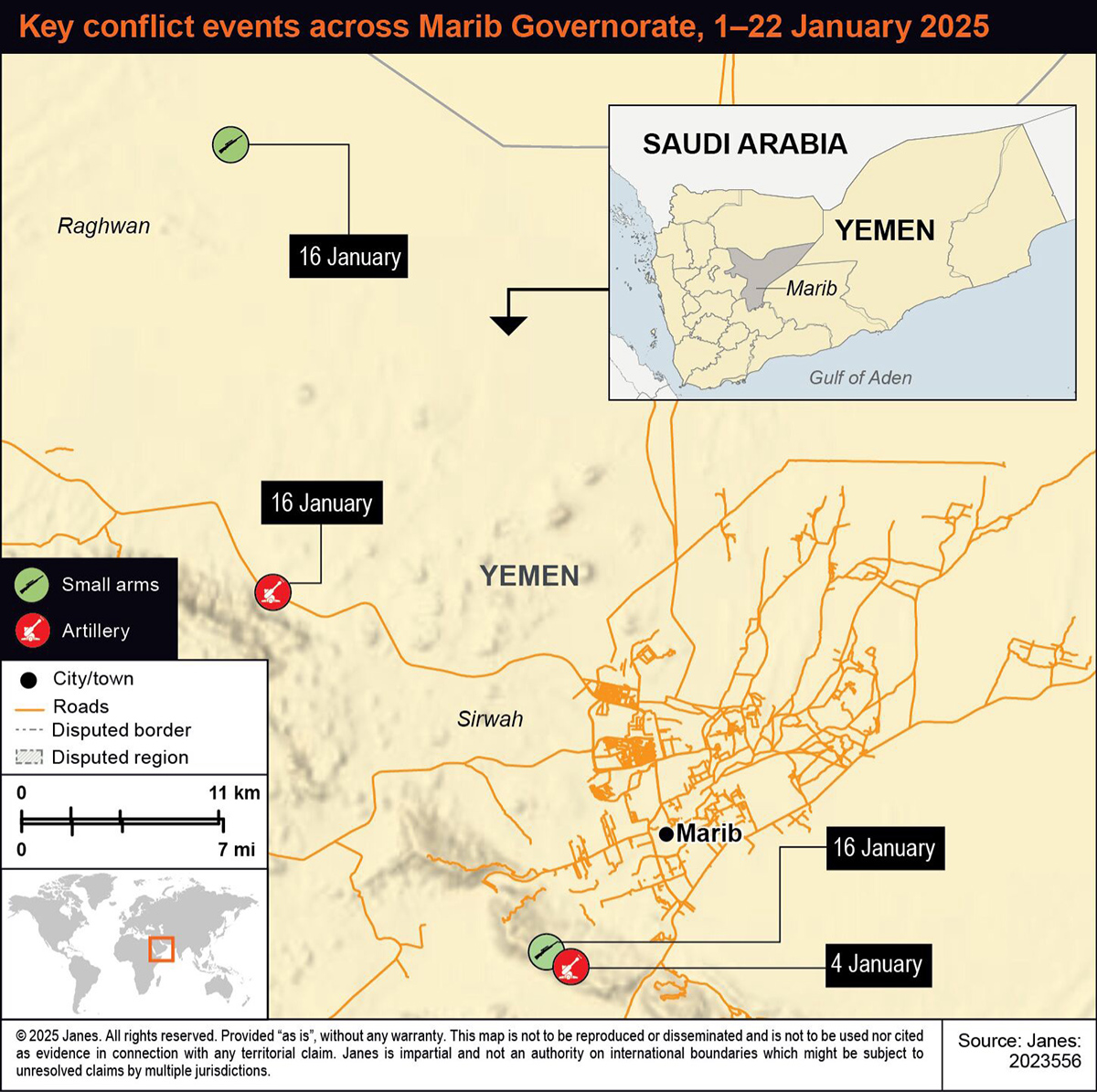 Significant conflict events across Marib