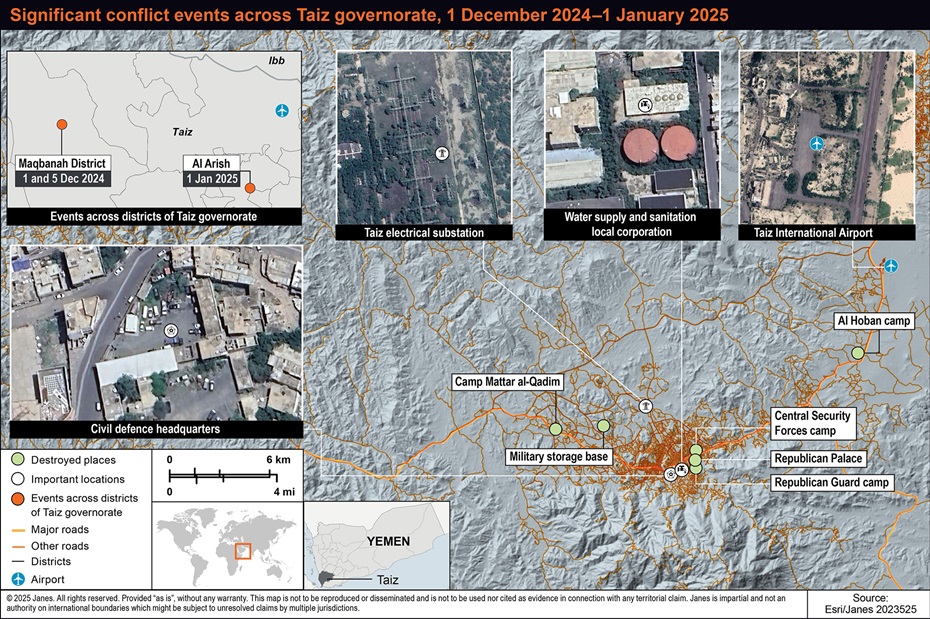 Significant conflict events across Taiz governorate