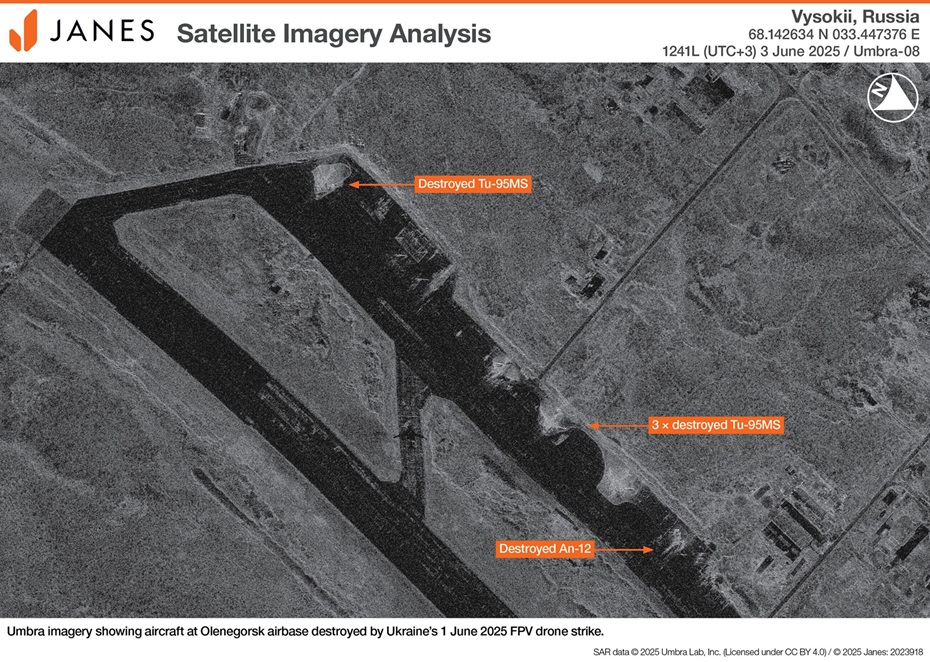 Umbra satellite imagery showing military aircraft at Olenegorsk airbase
