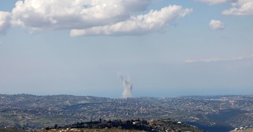 Smoke rises following an Israeli airstrike in Southern Lebanon, near the border with northern Israel, on 2 March.