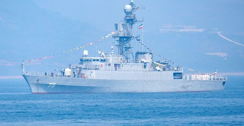 Iranian Navy frigate IRIS 
        
         is shown during the Indian Navy International Fleet Review on 18 February 2026 near Visakhapatnam, India.
