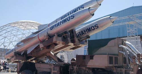 The Brahmos missile system on a Tata launch vehicle.
