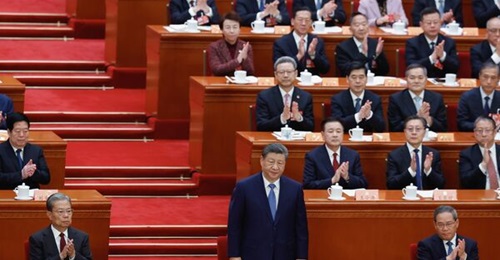 China's President Xi Jinping (centre) attends the opening of the fourth session of the 14th Chinese People's Political Consultative Conference at The Great Hall of People in Beijing in early March 2026.
