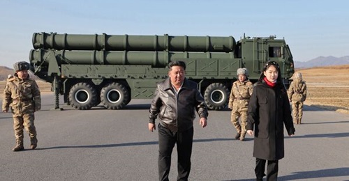 North Korea's 600 mm KN-25 MRL system is pictured at a live-fire event during January 2026.