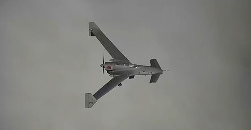 One of five Baykar K2 Kamikaze OWA UAVs that performed swarming flight trials on 13 and 14 March 2026.