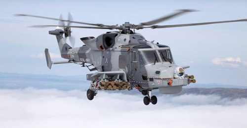 A file photo of a Royal Navy wildcat helicopter carrying a full loadout of 20 Martlets. The MoD is acquiring more of the missiles, largely for the C-UAS role.