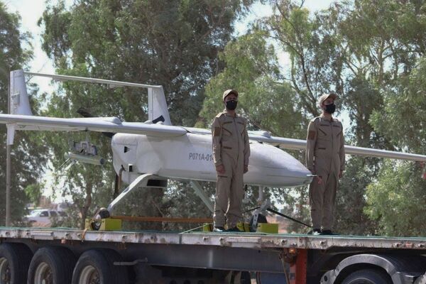 An Iranian Mohajer-6 UAV during the PMF parade at Camp Ashraf. (Young Journalists Club)