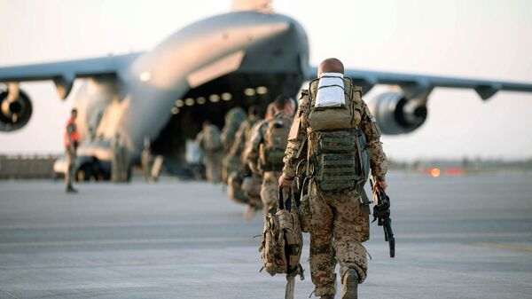 The last German soldiers in Afghanistan boarding an A400M transport aircraft in Mazar-i-Sharif on 29 June as Germany's military completed its withdrawal from the Central Asian country. (Bundeswehr/Torsten Kraatz)