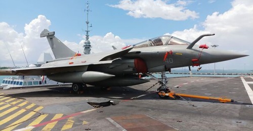 A French Navy Rafale M, seen here on aircraft carrier FNS 
        
        while it was in Singapore. Indonesia has plans to procure 36 units of the aircraft type.