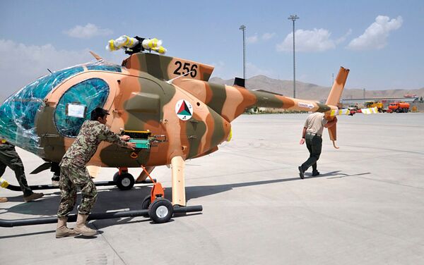 The MD 530F is one of a number of aircraft types operated by the Afghan Air Force that will now need to be ferried in and out of the UAE for maintenance, repair, and overhaul. (DVIDS)