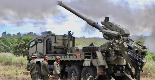 The Philippine Army's 1st and 2nd Self Propelled Batteries and Artillery Training School (ATS) conducting live firings of the ATMOS in April 2022.