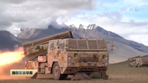 A screengrab from video footage released by CCTV on 24 July showing that a new MRL has entered service with the PLA's Tibet Military Command.  (CCTV)