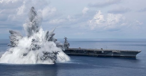 Aircraft carrier USS 
        
         completed shock trials in 2021.