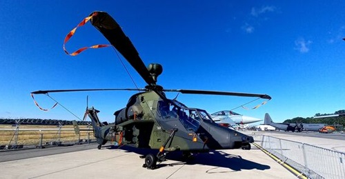 A German Army Tiger attack helicopter seen at ILA 2022 in Berlin. The country's Ministry of Defence has until 'the end of the summer' to decide on its participation in the Mk III upgrade if it is to join the project under the current agreed terms.