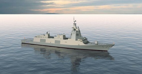 An artist's rendering of the F-110 frigate design.
