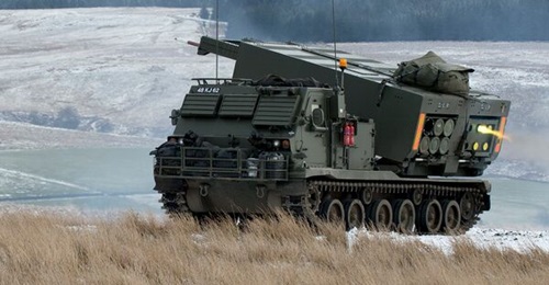 The British Army's 1st Deep Recce Strike BCT will integrate fires similar to those provided by the MLRS pictured with ISTAR.