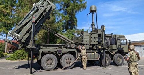 The British Army Land GBAD MRAD capability will be an evolution of the Sky Sabre (pictured deployed in Poland), with the CAMM missile.