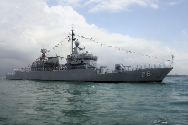 
        KD 
        Lekir
        , seen here in the Singapore Strait. The corvette launched an Exocet MM40 missile at the recently concluded Exercise ‘Taming Sari 20/21'. 
       (Janes/Ridzwan Rahmat)