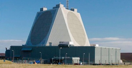Pictured is RAF Fylingdales Raytheon AN/FPS-132 UEWR SSPAR, capable of detecting ballistic missile attacks and conducting general space surveillance and satellite tracking.