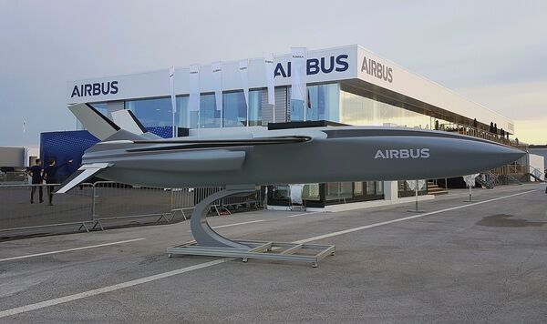 A conceptual Remote Carrier model displayed by Airbus at the Paris Air Show in 2019. Remote Carriers will be a core component of the Next-Generation Weapon System that forms part of the wider FCAS/SCAF system-of-systems being developed by Germany, France and Spain. (Janes/Gareth Jennings)