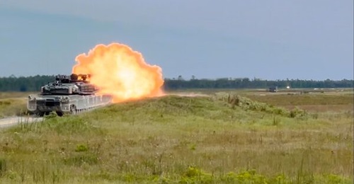 An M1A2 SEPv3 Abrams tank assigned to Alpha Company, 2nd Battalion, 69th Armor Regiment, 2nd Armored Brigade Combat Team, fires during the last day of Table VI operator new equipment training event at Fort Stewart, Georgia, in September 2022.