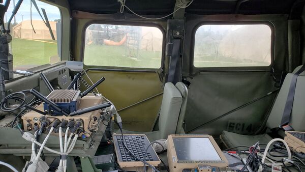 Viasat's NetAgility bounding router transmitting video operates over multiple radio systems at the US Army CyberQuest 2020 exercise. (Viasat )