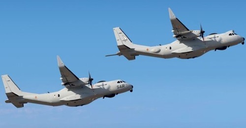 The C295 MPA that will replace the P-3M in Spanish service is seen leading a C295 MSA that Airbus is pitching as a CN235 MSA replacement.
