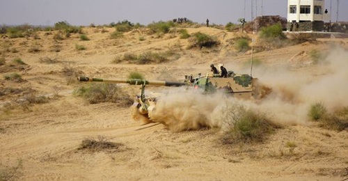 A K9 Vajra-T self-propelled howitzer - seen here from an Indian Army firepower exercise along the western borders with Pakistan in November 2022 - has a maximum firing range of 38 km. The Indian Army has ordered 100 additional K9s, which will be upgrad...