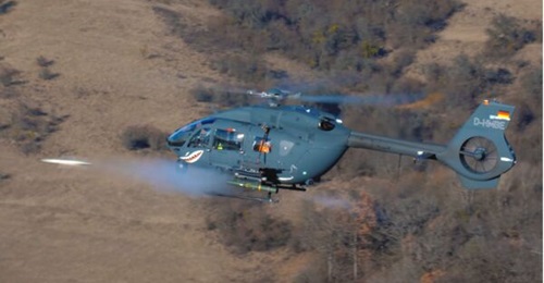 The H145M could be a solution for the German LAH requirement, seen here firing a Rafael Spike ER2 missile in Romania in January 2022.