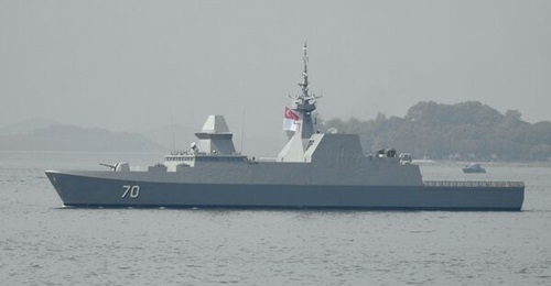 The third ship in the Formidable class, RSS 
        
        , (pictured here) while it was in the Singapore Strait. The class will undergo an MLU in 2024.