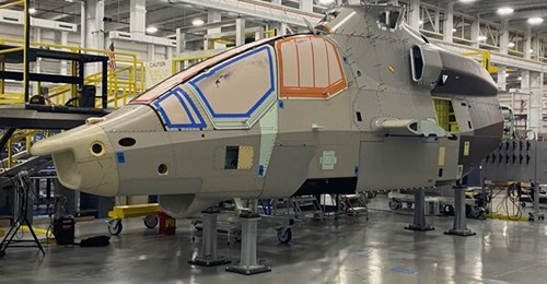 The Bell 360 Invictus, pictured in July 2021. Bell is on track for flying the aircraft in fiscal year or calendar year 2023.