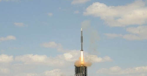 A Barak MRAD interceptor being fired from the Barak MX launcher.