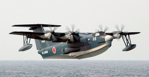 ShinMaywa's US-2 amphibious search and rescue aircraft is pictured taking part in Japan Maritime Self-Defense Force operations.