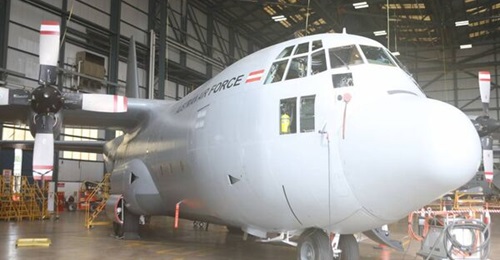 An Austrian Air Force C-130K at Marshall in Cambridge, receiving life-extension modifications before flying back to Austria on 30 August.