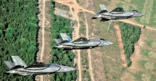 Triservice formation of US Air Force F-35A (lead), US Marine Corps F-35B, and US Navy F-35C. F-35s are being delivered with training-capable TR-3 software and hardware, but a full combat-capable version will not be delivered until 2025.