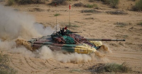 The FRCV is intended to replace the Indian Army's T-72 tanks, seen here taking part in a military exercise.