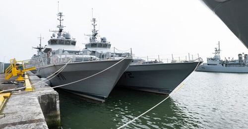 The two second-hand Lake-class IPVs purchased from New Zealand for the Irish Naval Service pictured following their arrival in Ireland in 2023.