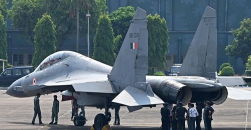 The Indian Air Force's Sukhoi Su-30MKIs are powered by two 76.97 kN Saturn AL-31FP engines.
